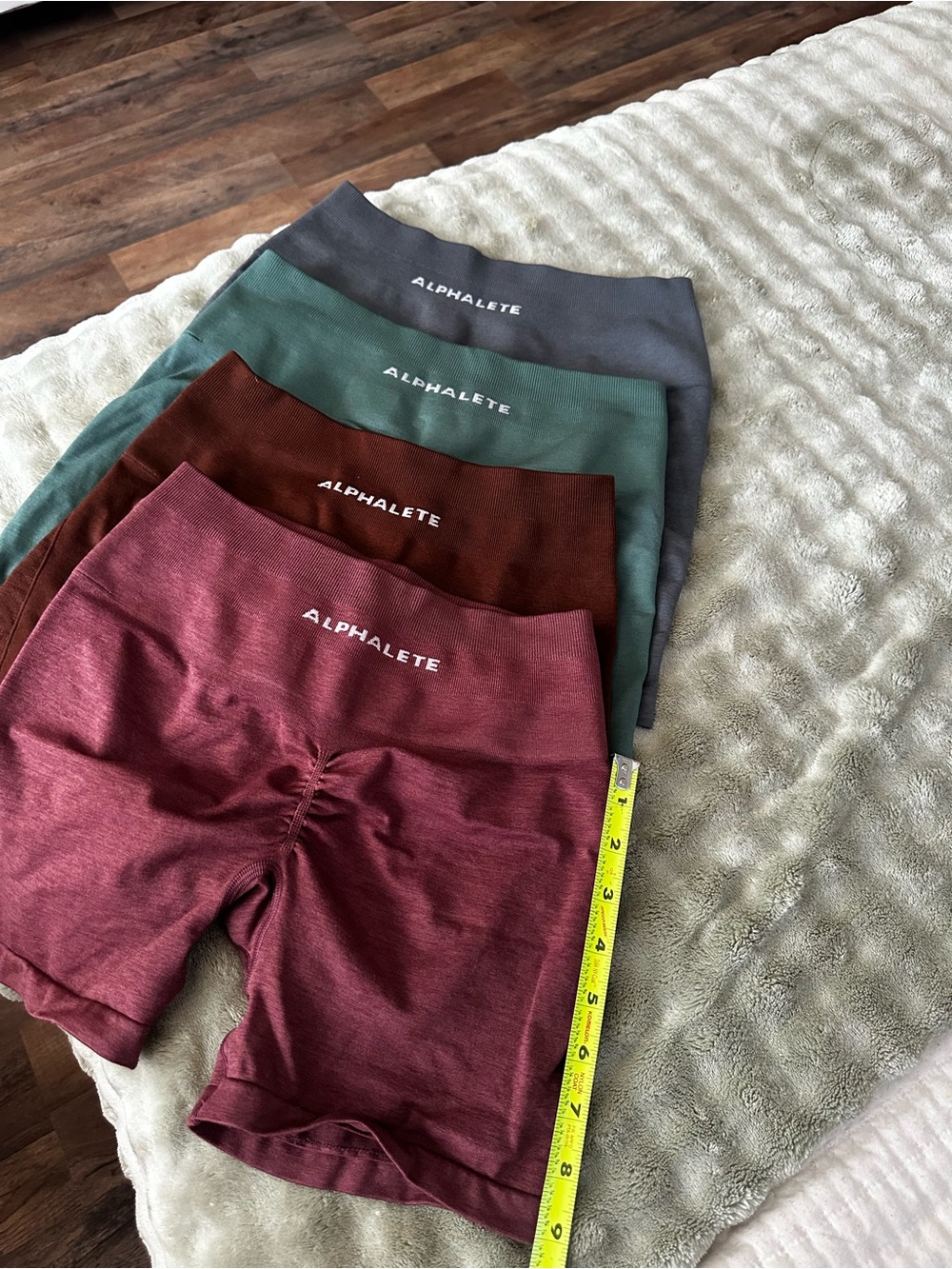 Alphalete Seamless High-Waist Biker Shorts Bundle - Plum, Rust, Teal, Gray - Picture 2 of 2